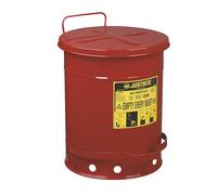 Contenedor de protección contra incendios, chapa de acero Justrite, redondo, con pedal