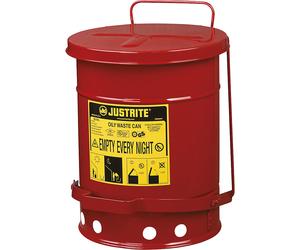 Contenedor de protección contra incendios, chapa de acero Justrite, redondo, con pedal