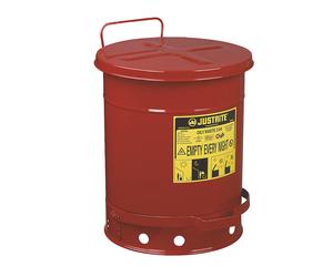 Contenedor de protección contra incendios, chapa de acero Justrite, redondo, con pedal
