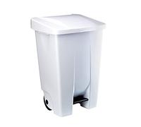 Contenedor de Reciclaje con Pedal 80L Blanco - Cubo de Basura Selectivo con Tapa, Ruedas y Asa Ergonómica - Plástico Resistente y Fácil Limpieza para Cocina o Oficina | Denox
