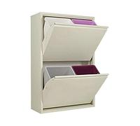 Contenedor de reciclaje | EcoPatty | Separación de residuos | Gabinete de metal | Ahorro de espacio | Interior, exterior | 2 compartimentos | 4 cubos | 60 litros | Ya montado | Blanco