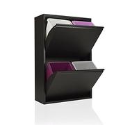 Contenedor de reciclaje | EcoPatty | Separación de residuos | Gabinete de metal | Ahorro de espacio | Interior, exterior | 2 compartimentos | 4 cubos | 60 litros | Ya montado | Negro