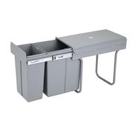 Contenedor de reciclaje para mueble de cocina, Cubo de basura bajo fregadero 10L+20L, fijación inferior y extracción manual cubos extraíbles, con tapa