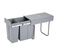 Contenedor de reciclaje para mueble de cocina, Cubos de basura bajo fregadero 8L+5L, fijación inferior y extracción manual, cubos extraíbles, con tapa