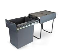 Contenedor de Reciclaje Superior de 20 litros, plástico Gris Antracita, fijación Inferior, extracción Manual. Diseñado para: organización de Reciclaje en Cocina. #