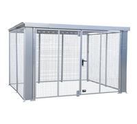 Contenedor de rejilla para bombonas de gas eurokraft pro, con tejado y puerta de doble hoja