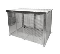 Contenedor de rejilla para bombonas de gas eurokraft pro, con tejado y puerta de doble hoja