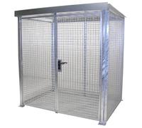 Contenedor de rejilla para bombonas de gas eurokraft pro, con tejado y puerta de doble hoja