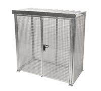 Contenedor de rejilla para bombonas de gas eurokraft pro, con tejado y puerta de doble hoja