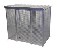 Contenedor de rejilla para bombonas de gas eurokraft pro, con tejado y puerta de una hoja