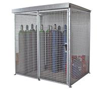 Contenedor de rejilla para bombonas de gas eurokraft pro, con tejado y puerta de una hoja