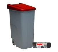 Denox DEN027 Contenedor Reciclo 85 litros Cerrado, Rojo, 420x570x760 mm