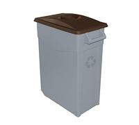 Contenedor de Residuos Zeus 65L Marrón con Tapa Cerrada y Ruedas - Plástico Resistente, Encajable, Asa Ergonómica, Ideal para Residuos Orgánicos y Colectividades | Denox