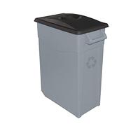 Contenedor de Residuos Zeus 65L Negro con Tapa Cerrada y Ruedas - Plástico Resistente, Encajable, Asa Ergonómica, Ideal para Desechos Generales y Colectividades | Denox