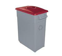 Contenedor de Residuos Zeus 65L Rojo con Tapa Cerrada y Ruedas - Plástico Resistente, Encajable, Asa Ergonómica, Ideal para Residuos Sanitarios y Colectividades | Denox