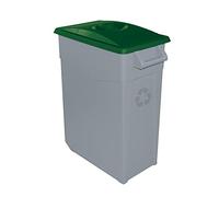 Contenedor de Residuos Zeus 65L Verde con Tapa Cerrada y Ruedas - Plástico Resistente, Encajable, Asa Ergonómica, Ideal para Residuos Orgánicos y Colectividades | Denox