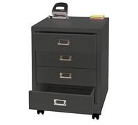 Contenedor de rodillos HWC-L49, cómoda armario de acero archivador, metal 55x40x41cm 4 cajones - gris oscuro
