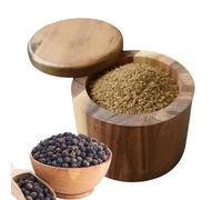 Contenedor de sal portátil, bodega de almacenamiento de cocina, de condimentos de sal escamosa de 6 pulgadas con tapa, recipiente de madera con fácil acceso, accesorio de cocina con diseño