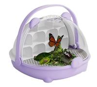 Contenedor de transporte de seda - Caja de transporte de cajas de alimentación transparente con asa | Observe Hobitat Cage Encrosure Carrier Piet House para Silkworm