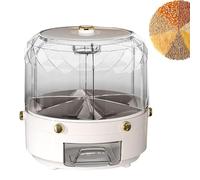 Contenedor giratorio de almacenamiento de granos | Dispensador de alimentos secos giratorio de 360° | Distribuidor de granos rotativos | Contenedor grande de almacenamiento de arroz de 6 rejillas para