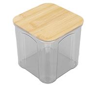Contenedor Hermético de Almacenamiento de Alimentos, Tarro de Plástico Transparente para Almacenamiento de Harina y Azúcar con Tapa de Madera Sellada para Arroz, Pasta, Avena(900ml)