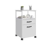 Contenedor móvil Relaxdays, 2 cajones, Archivo Colgante, diseño Moderno, 66,5 x 42 x 44 cm, archivador Estrecho, Blanco