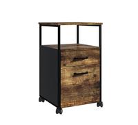 Contenedor móvil Relaxdays, 2 cajones, con archivador Colgante, diseño Industrial, HBT: 66,5 x 42 x 44 cm, marrón/Negro