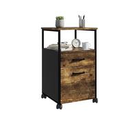 Contenedor móvil Relaxdays, 2 cajones, con archivador Colgante, diseño Industrial, HBT: 66,5 x 42 x 44 cm, marrón/Negro