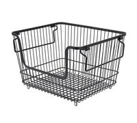 Contenedor organizador apilable para congelador con asa plegable, cesta de almacenamiento de alambre de metal de 13 x 10,4 x 8,7 pulgadas para despensa de cocina