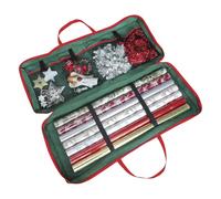 Contenedor Organizador De Papel Regalo Estuche navideño con cremallera, | Organizadora Papel De Regalo Con Asa Bolsa Navideña Para Lazos Moños Pegatinas Viajes Y