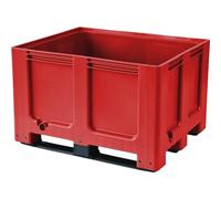 Contenedor-palet, de PEAD, L x A x H 1200 x 1000 x 790 mm, 3 listones de deslizamiento, cerrado, rojo.