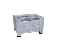 Contenedor-palet, palé, para almacenamiento, de PEAD, L x A x H 1200 x 1000 x 790 mm, 4 pies, cerrado, gris.