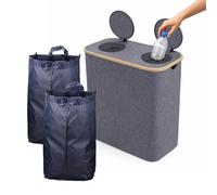 Contenedor para Botellas de Reciclaje Relaxdays, 140 l, hasta 60 Botellas, 2 Bolsas, Gris