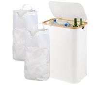 Contenedor para Botellas Relaxdays, 140 l, hasta 60 Botellas, 2 Bolsas internas, recolector de Vidrio y plástico, Blanco