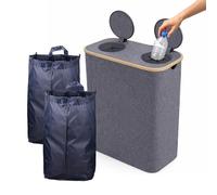 Contenedor para Botellas Relaxdays, 170 l, hasta 60 Botellas, 2 Bolsillos Interiores, Gris