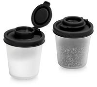 Contenedor Para Condimentos Sal y Pimienta | Juego de 2 Saleros recipientes de Almacenamiento Salpimentero | Dispensador Hermético Transparente | Set Sazonador de Especias