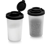 Contenedor Para Condimentos Sal y Pimienta | Juego de 2 Saleros recipientes de Almacenamiento Salpimentero | Dispensador Hermético Transparente | Set Sazonador de Especias