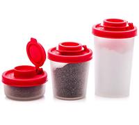 Contenedor Para Condimentos Sal y Pimienta | Juego de 3 Saleros recipientes de Almacenamiento Salpimentero | Dispensador Hermético Transparente | Set Sazonador de Especias