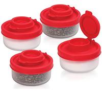 Contenedor Para Condimentos Sal y Pimienta | Juego de 4 Saleros recipientes de Almacenamiento Salpimentero | Dispensador Hermético Transparente | Set Sazonador de Especias