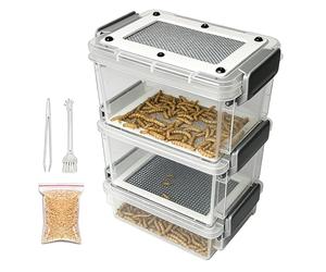 Contenedor para cría de Insectos: hábitat de reproducción de 19x11x7 cm, Estuche de alimentación Transparente, de Cultivo de Insectos Transparente, de alojamiento de Larvas visibles | Equ