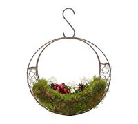Contenedor para Material de Nidos de Pájaros - Cesta Exhibidora De Flores En Forma De Luna,Jaula de Alambre para Material de Anidación de Colibríes - para Jardín Terraza Porche Balcón Exterior