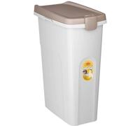 Contenedor Para Pienso Kerbl 40 L Hermético Con Junta De Goma, Tapa Con Cierre A Presión Y Ruedas, Cubeta Interior Extraíble Y Asas Integradas, Marrón Y Blanco