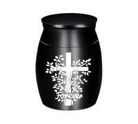 Contenedor para urna para mascotas, tapa conmemorativa grabada en cruz, urna de cremación de metal, maceta funeraria para recuerdo del hogar, accesorios para tumbas al aire , de luto para