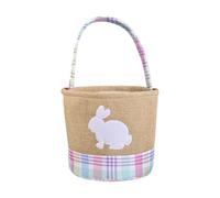 Contenedor plegable de almacenamiento de conejos con temática de primavera, cesta a rayas para niños, actividades de caza de huevos y organización del hogar, cesta de caza de huevos de Pascua