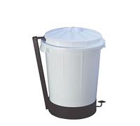 Contenedor Profesional con Pedal Goliat 50L - Blanco, Apto para Uso Alimentario | Robusto con Tapa y Asas Ergonómicas - Denox