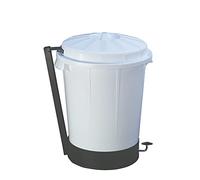 Contenedor Profesional con Pedal Goliat 70L - Blanco, Apto para Uso Alimentario | Robusto con Tapa y Asas Ergonómicas - Denox