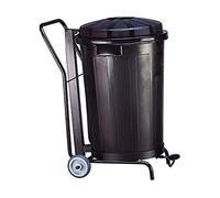 Contenedor Profesional con Pedal y Ruedas Goliat 95L - Negro, Fabricado con Material Recuperado | Robusto con Tapa y Asas Ergonómicas - Denox