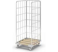 Contenedor rodante con tablero rodante de madera por 3 lados, A x P 724 x 810 mm