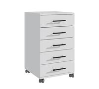 Contenedor rodante Relaxdays, 5 cajones, 69 x 40 x 40 cm, archivador móvil, Escritorio, Blanco