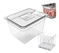 Contenedor Sous Vide, 11L con Tapa y Rejilla | GN 1/2, 32,5 x 26,5 x 20 cm | Recipiente Transparente sin BPA para Carne Pescado y Cocina al Vacío